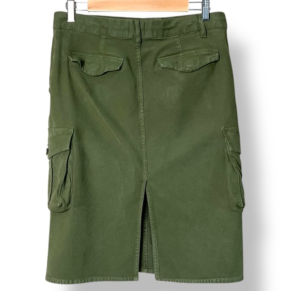 ARITZIA WILFRED FREE Havasu Olive Green Chino Cargo Skirt Multi Pocket US Sz 8 - Picture 4 of 10
